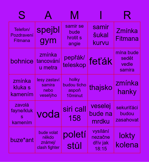 B4THECLASH Bingo Card