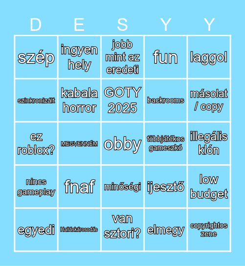 gagyi gameszkók Bingo Card