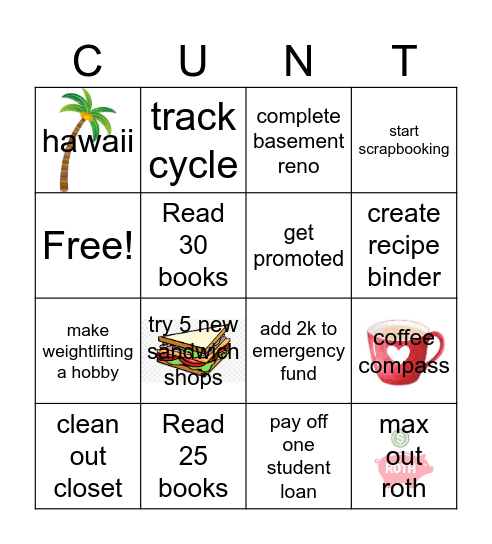 Katie's 2026 Bingo Card