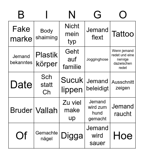 Shout 'Tinder' when you achieve Bingo status Bingo Card