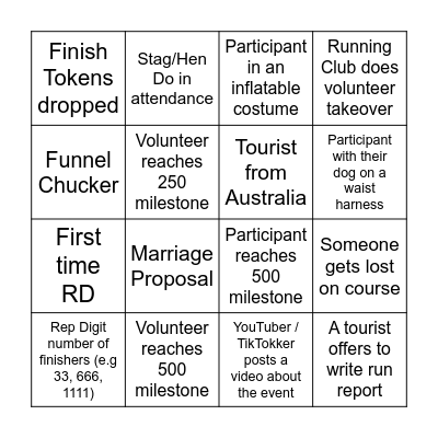 parkrun ED Bingo! Bingo Card