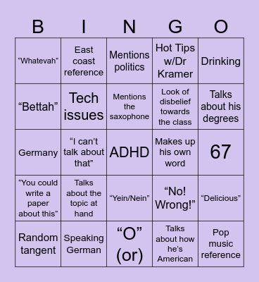 Krämer Bingo Card