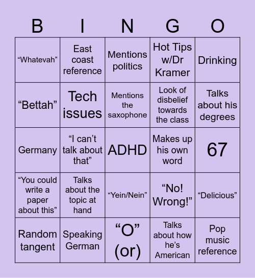 Krämer Bingo Card