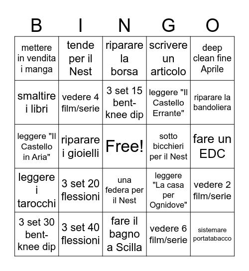 02/02 - 26/04 Bingo Card