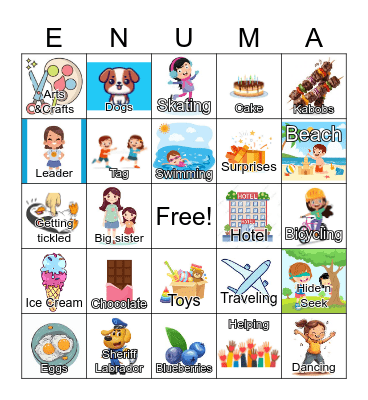Enuma's Birthday Bingo Card