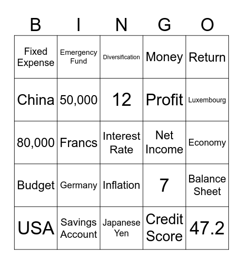 💰BIG MONEY BINGO💰 Bingo Card