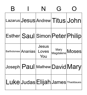 Bible Bingo Card