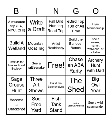 2026 Bingo Card