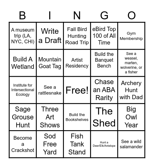 2026 Bingo Card