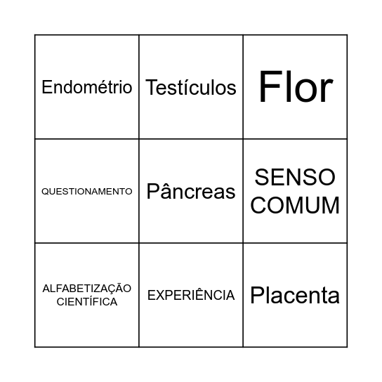 CIÊNCIAS Bingo Card