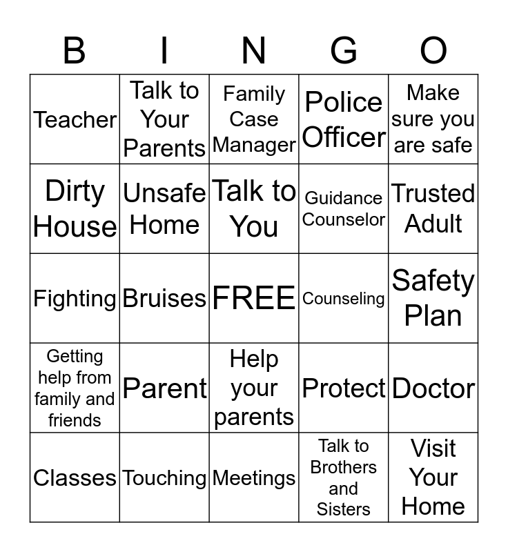 department-of-child-services-safety-bingo-card