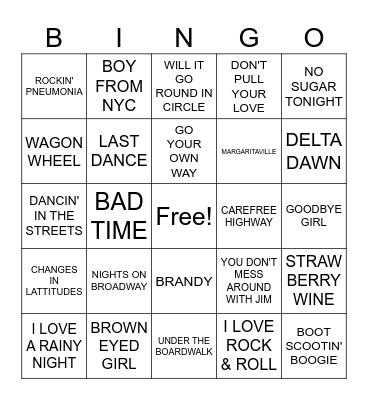 MUSIC BINGO WITH KELLY & CO. Bingo Card
