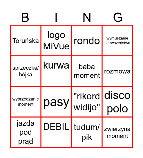STOP CHAM BINGO Card