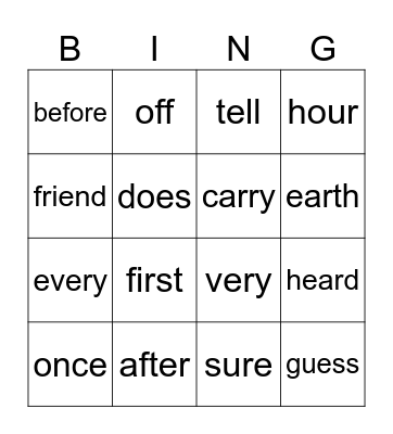 Reading Camp out Bingo Card