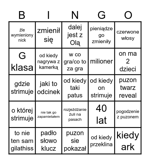 Gilantajs TikTok BINGO Card
