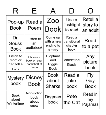 February  READO Bingo Card