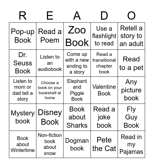February  READO Bingo Card