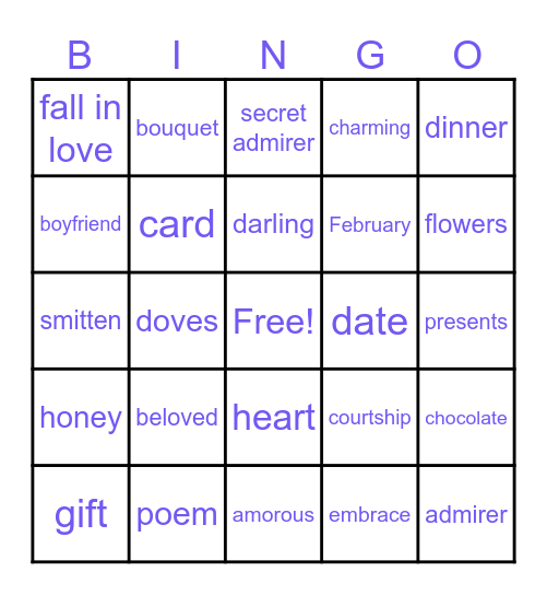 Valentine's Day Bingo Card