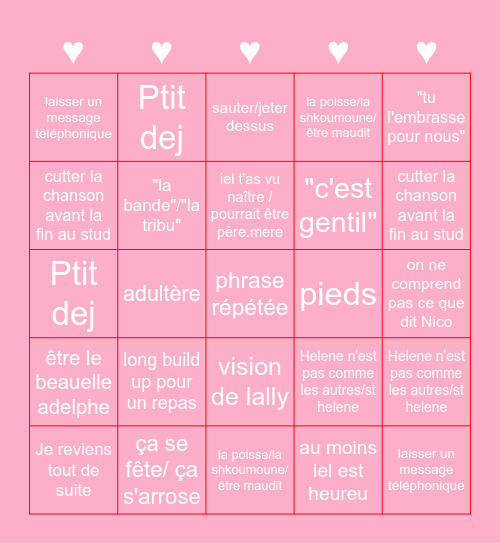 Les Mystères Du Bingo Card