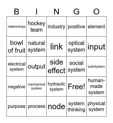 Systems in Action 2 Bingo Card
