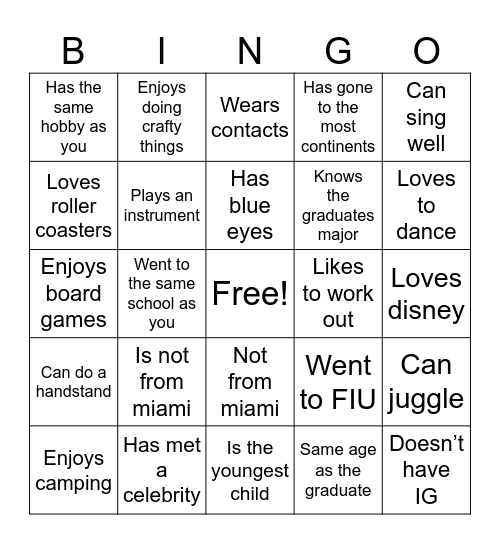 Find someone who Bingo Card