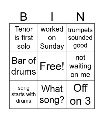 Panache Bingo Card