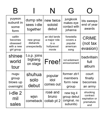 KPOP BINGO 2026 Bingo Card