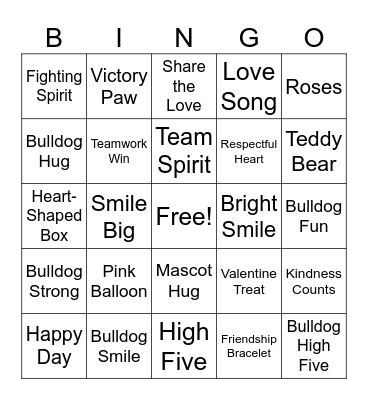 Bulldog Valentines BINGO Card