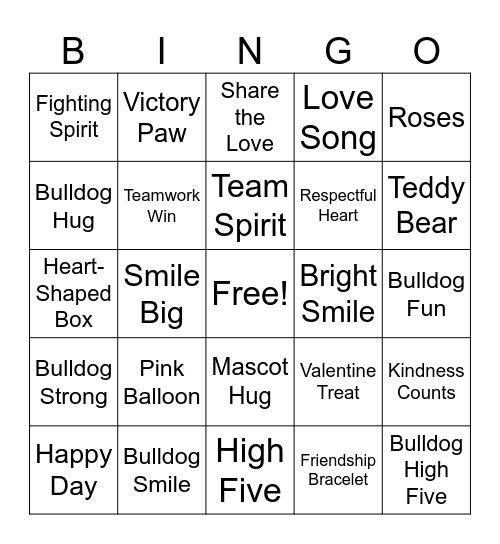 Bulldog Valentines BINGO Card