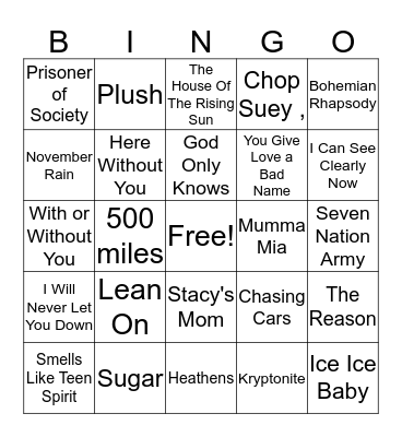 Round 2 Bingo Card