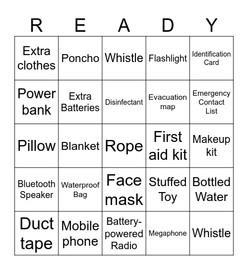 READY Bingo Card