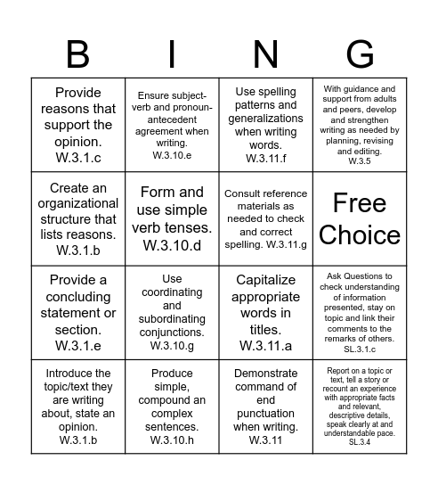 Editing Bingo Card