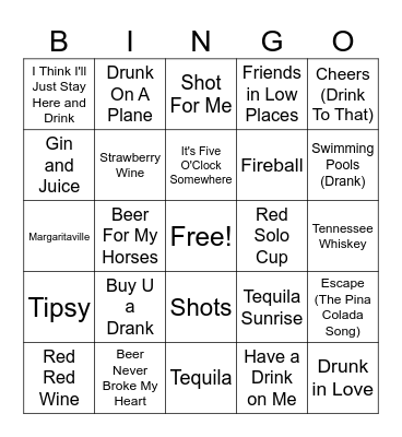 Drink Bingo Card
