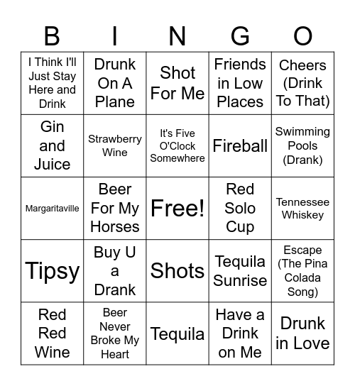 Drink Bingo Card