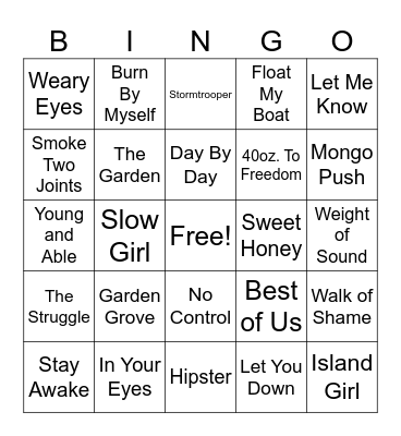 Cali Reggae Round 3 Bingo Card