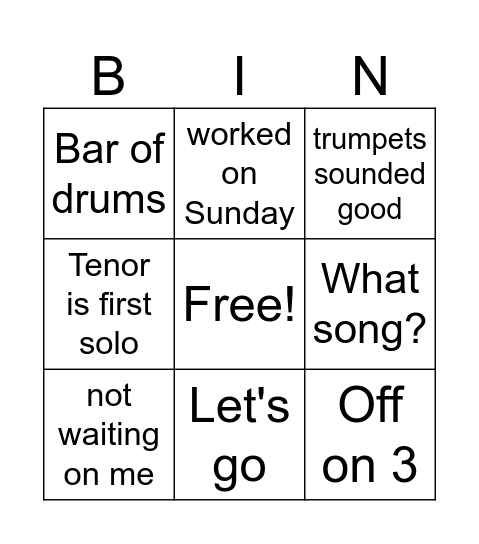 Panache Bingo Card