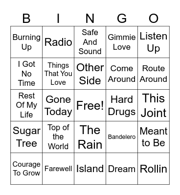 Cali Reggae Round 4 Bingo Card