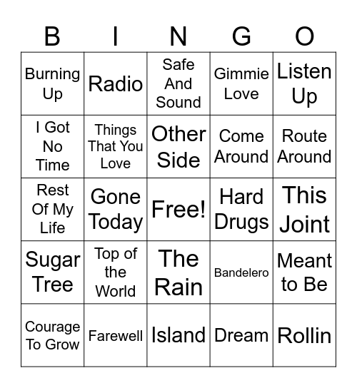 Cali Reggae Round 4 Bingo Card