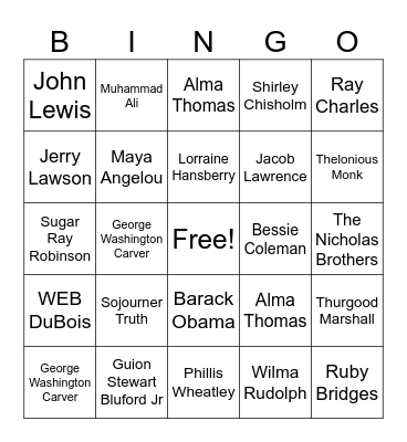 Black History Month Bingo Card