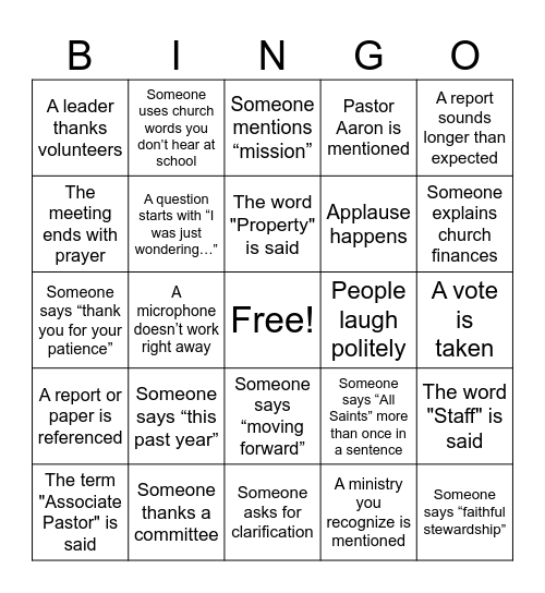 Annual Meeting Bingo Card
