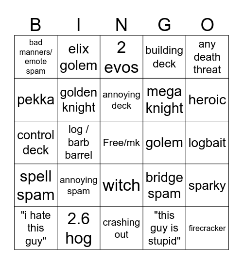 Eternity cr bingo Card