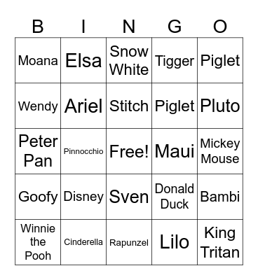 Disney Bingo Card
