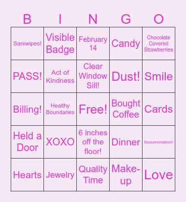 Valentines Bingo Card