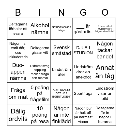 På Spåret 2024 Bingo Card