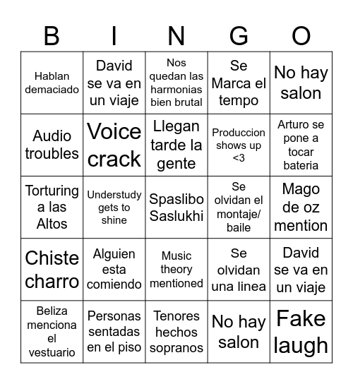 Ttm bingo Card