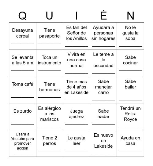 Presentaciones de la vida en el futuro Bingo Card