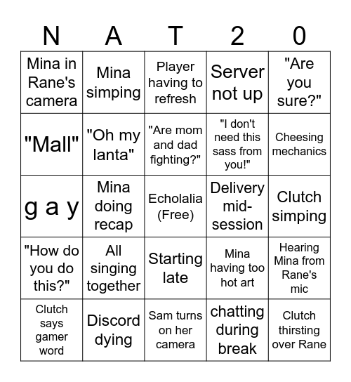 Death Save Society Bingo Card