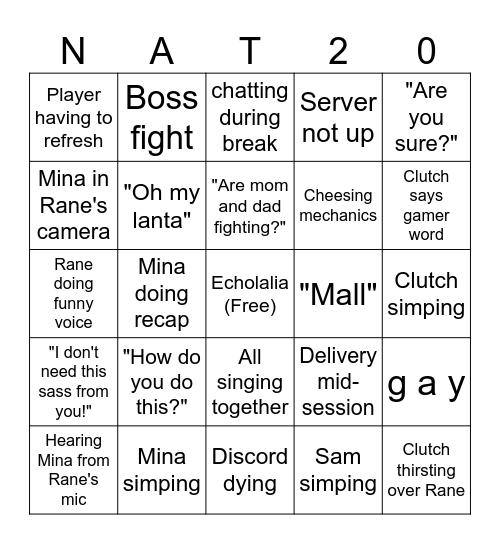 Death Save Society Bingo Card