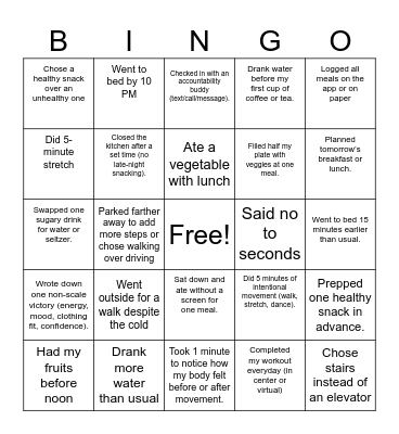 Accountability 3 Things Bingo Card