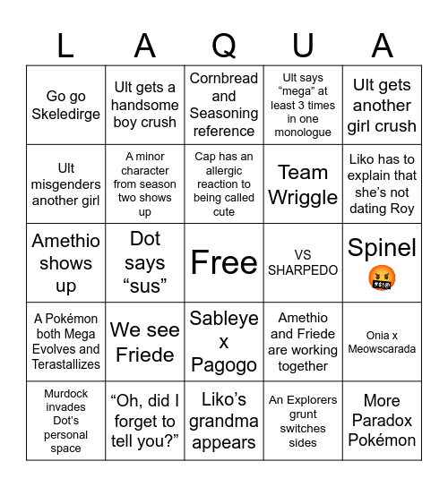 Pokémon Horizons S3 A2 Bingo Card